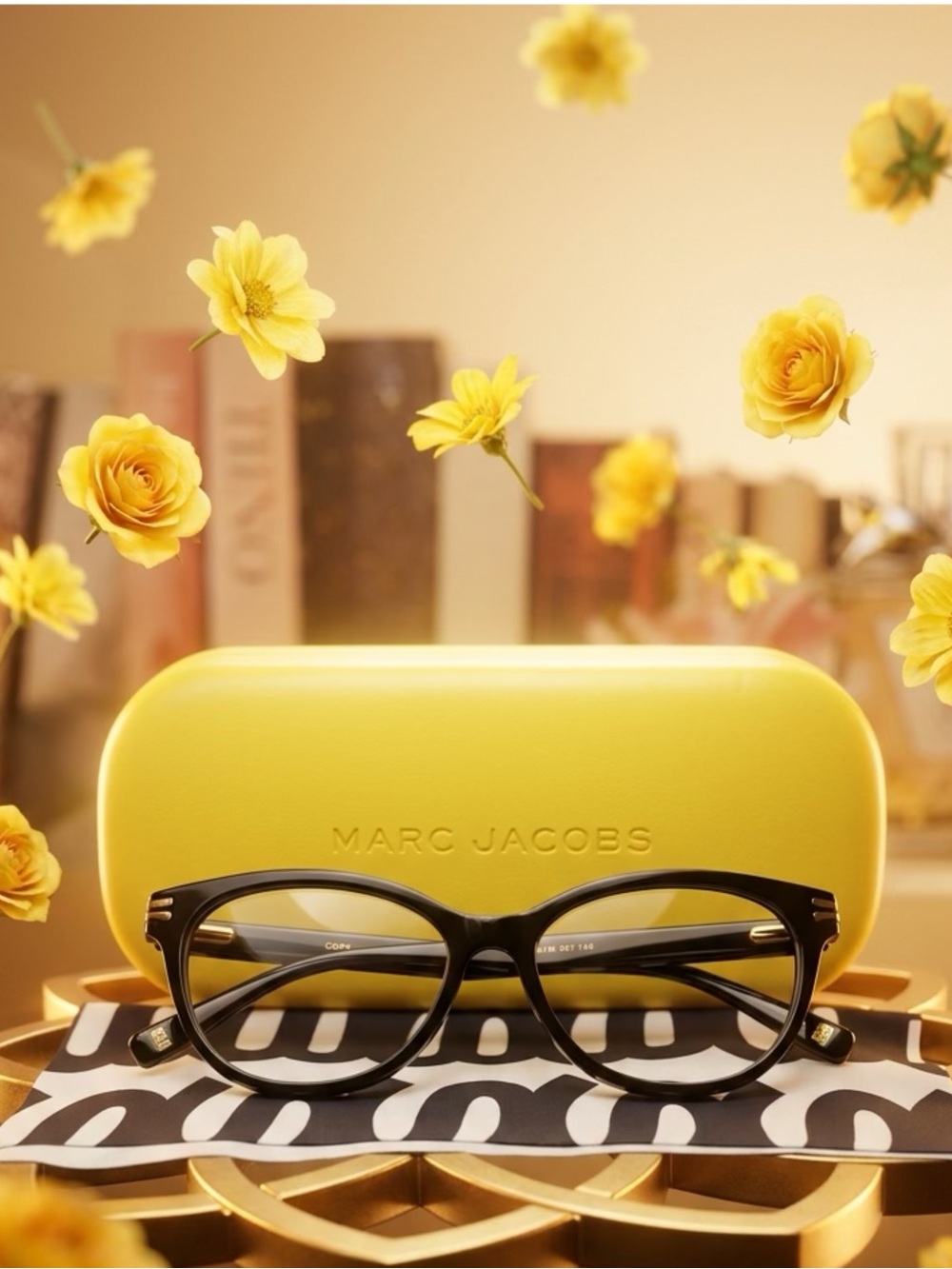 Marc Jacobs Black Cat-Eye Women's Glasses with Yellow Case